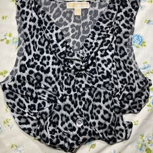 Michael Kors black and white cheetah dressy top!
